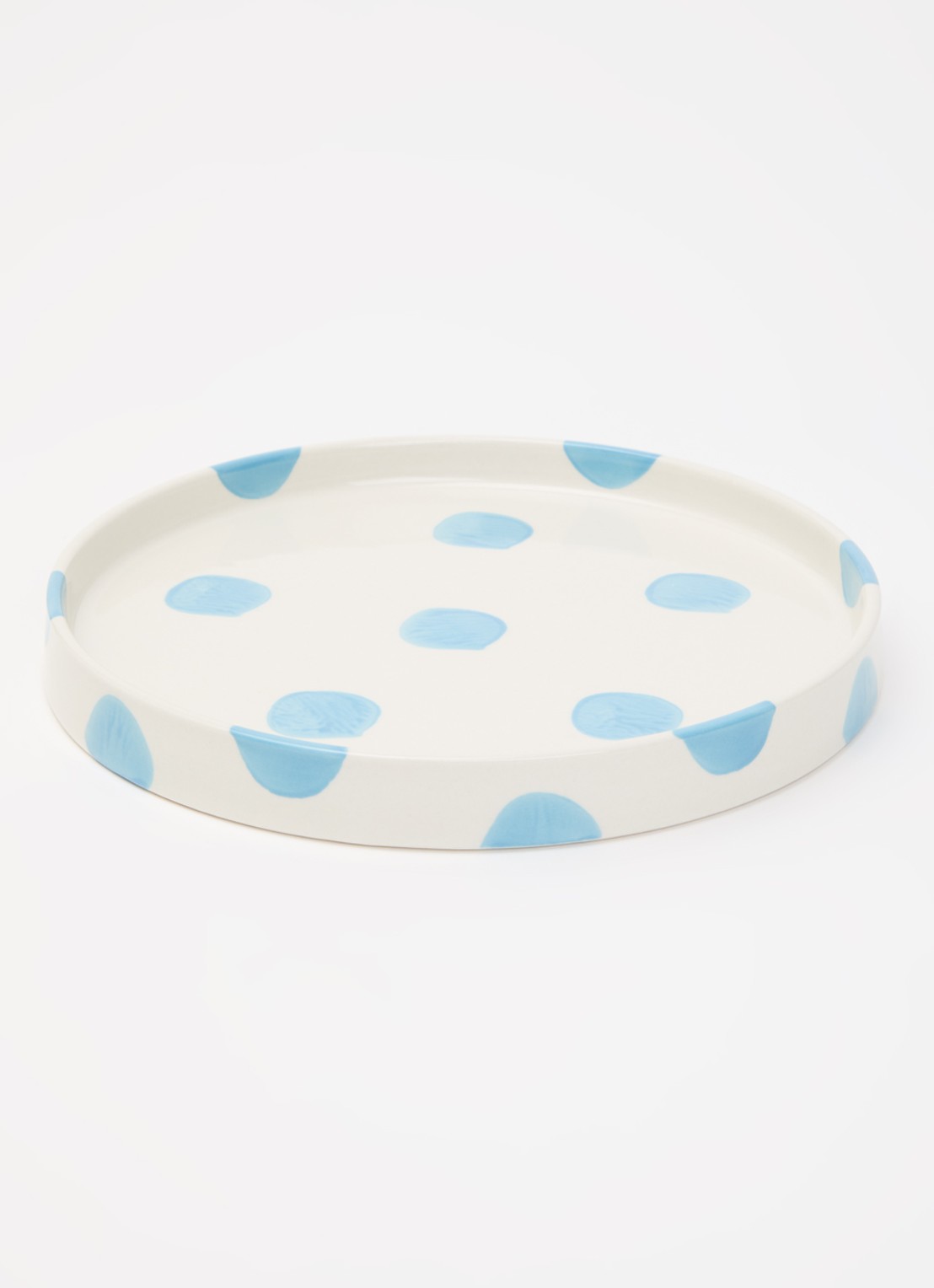 vtwonen Dots ontbijtbord 20 cm  - voorkant 2 lichtblauw