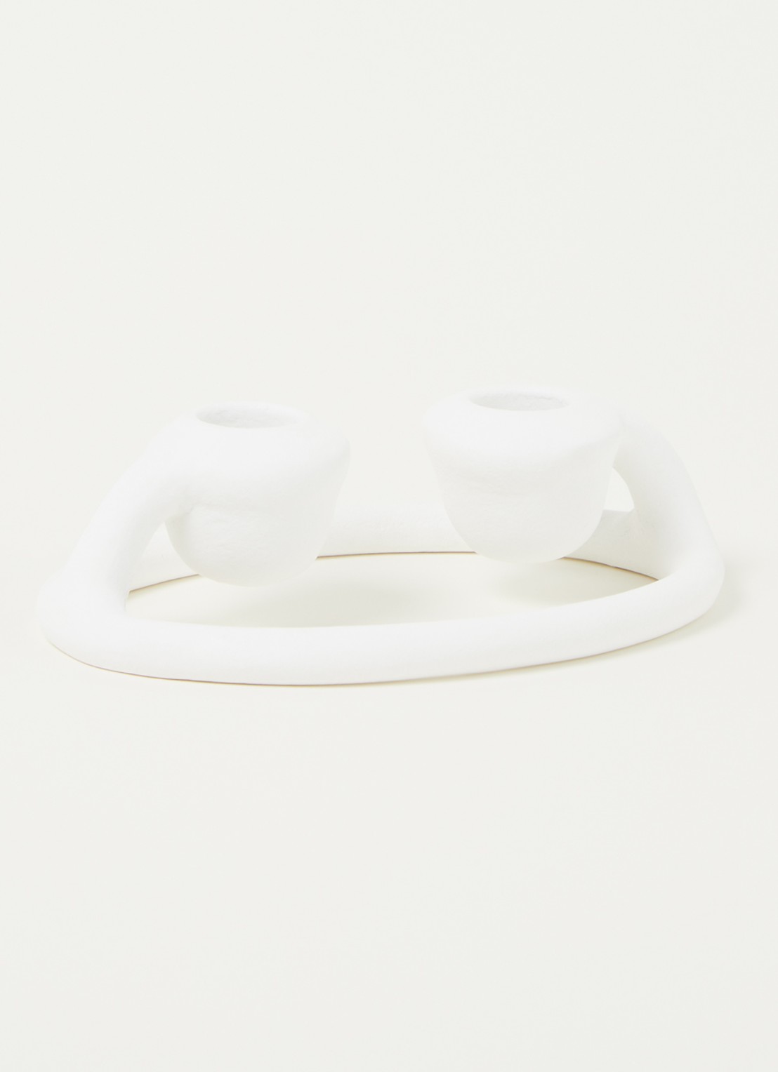 vtwonen Ecomix kandelaar 16 cm - voorkant 2 wit