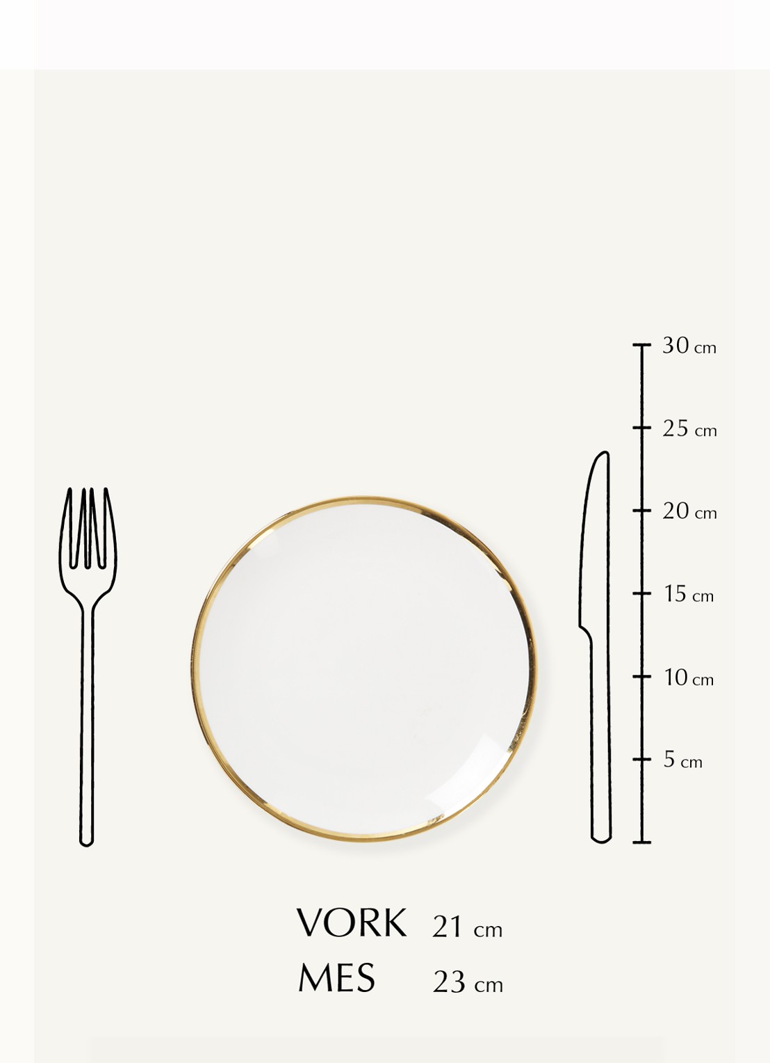 vtwonen Gold bord 20 cm - detail 2 wit