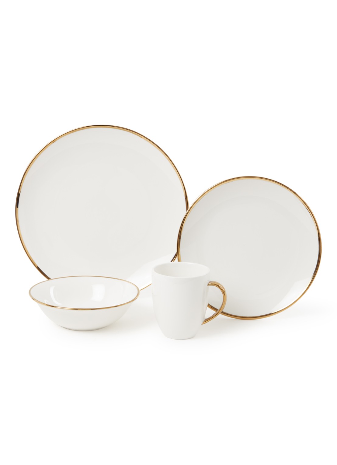vtwonen Gold Dinnerware Raw serviesset 16-delig - voorkant 2 goud