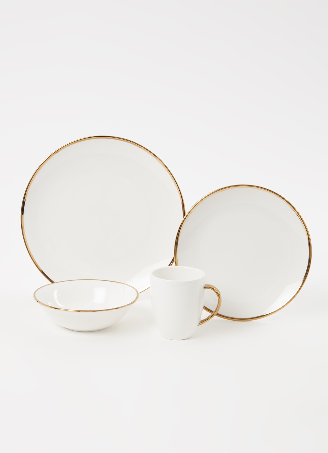 vtwonen Gold Dinnerware Raw serviesset 16-delig - voorkant 3 goud