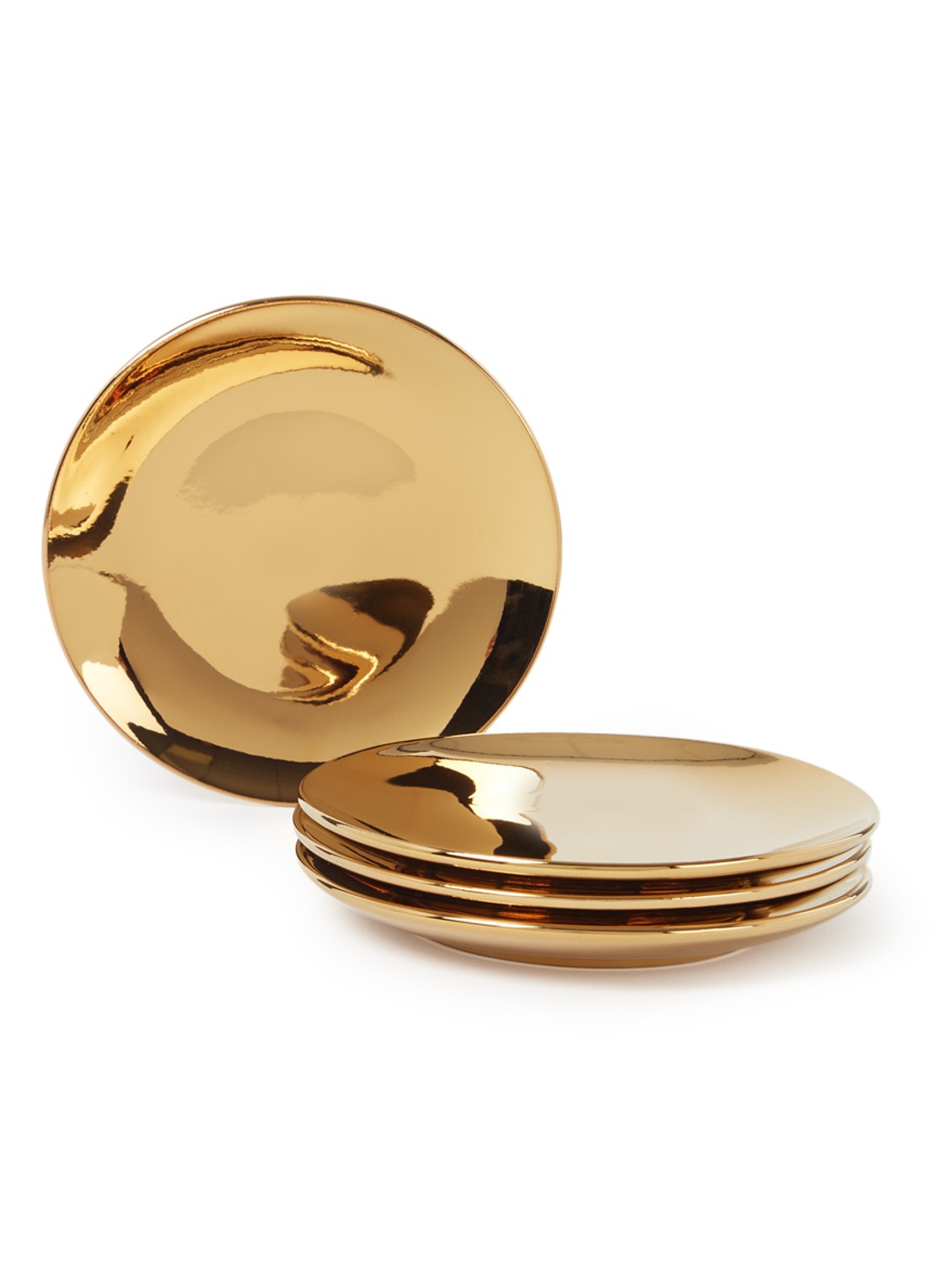 vtwonen Gold gebaksbordje 12 cm set van 4 - voorkant 2 goud