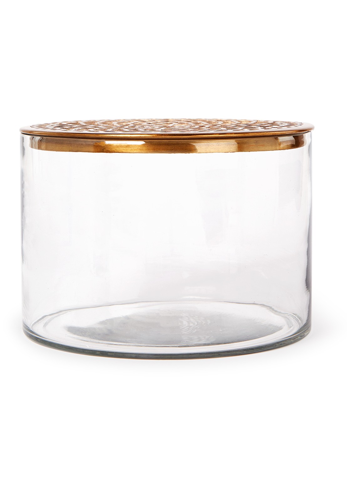 vtwonen Metal Lid Gold M vaas 13 cm - voorkant transparant