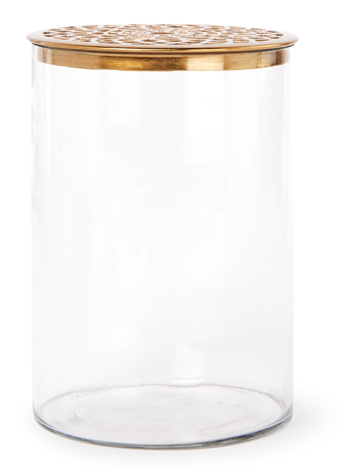 vtwonen Metal Lid Gold S vaas 19 cm - voorkant transparant