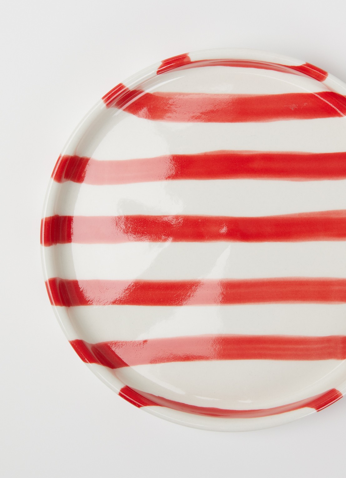 vtwonen Stripes gebaksbordje 13 cm  - detail rood