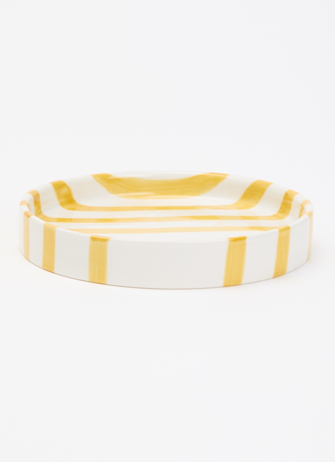 vtwonen Stripes gebaksbordje 13 cm  - voorkant 2 geel