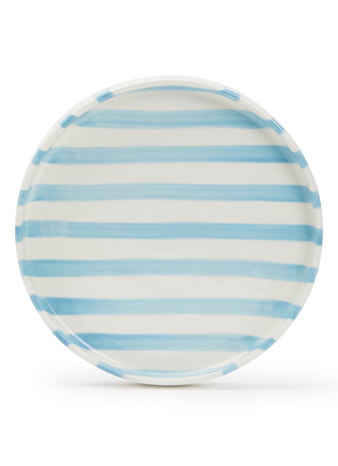 vtwonen Stripes ontbijtbord 20 cm  - voorkant 3 lichtblauw