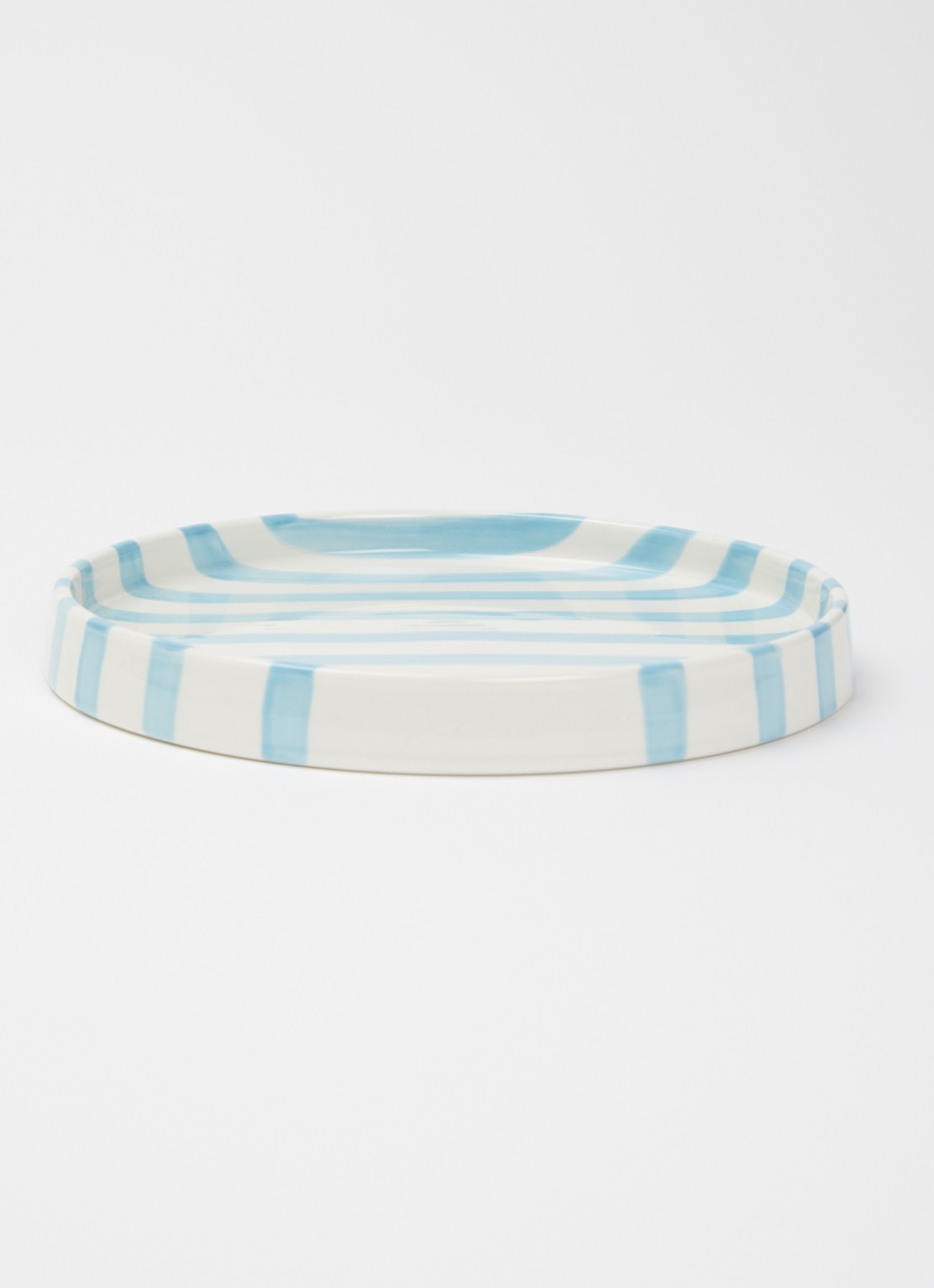 vtwonen Stripes ontbijtbord 20 cm  - voorkant 4 lichtblauw