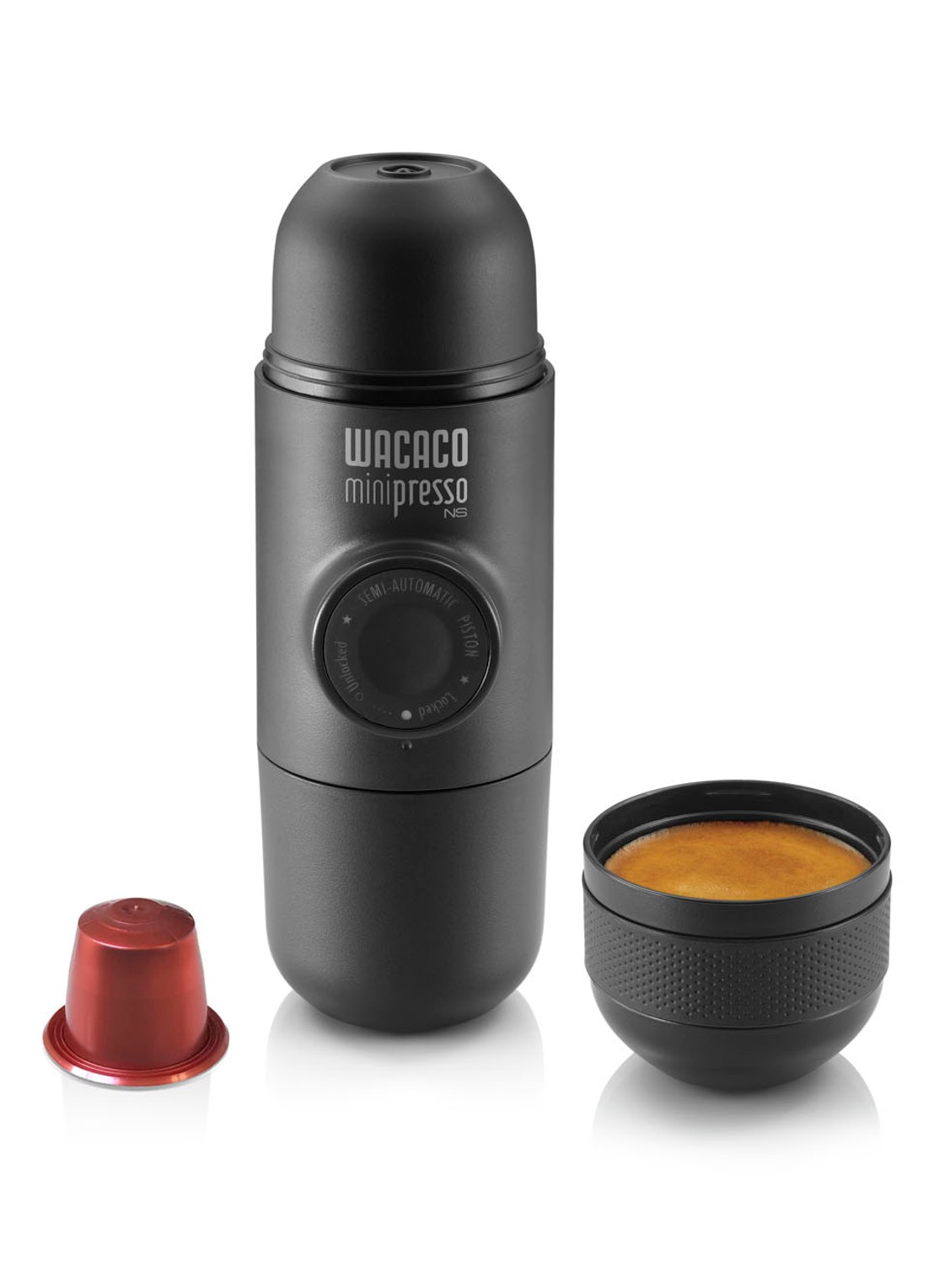Wacaco Minipresso NS draagbare Nespresso machine - voorkant 7 zwart