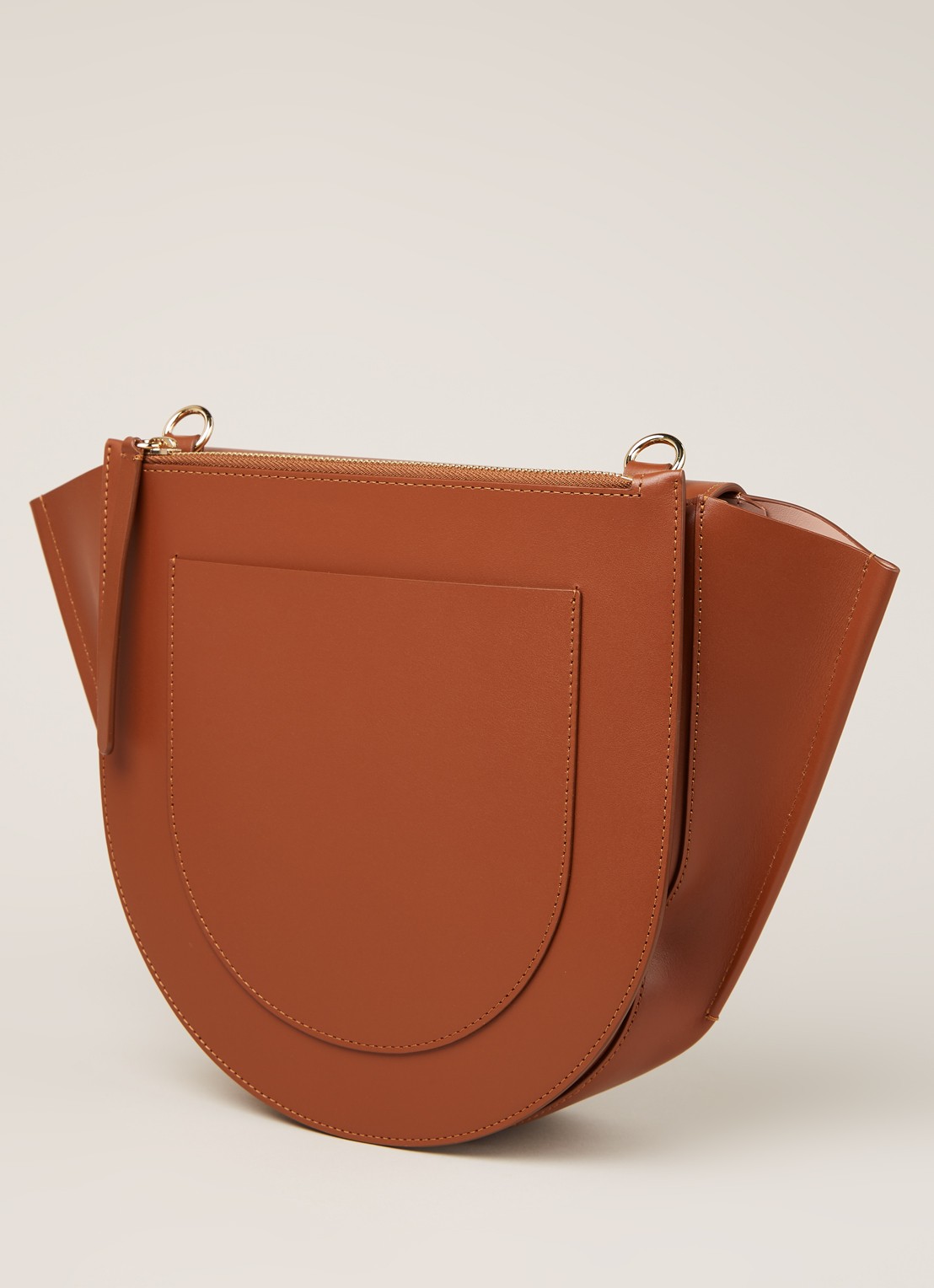 Wandler Hortensia Medium handtas van kalfsleer - detail 3 cognac