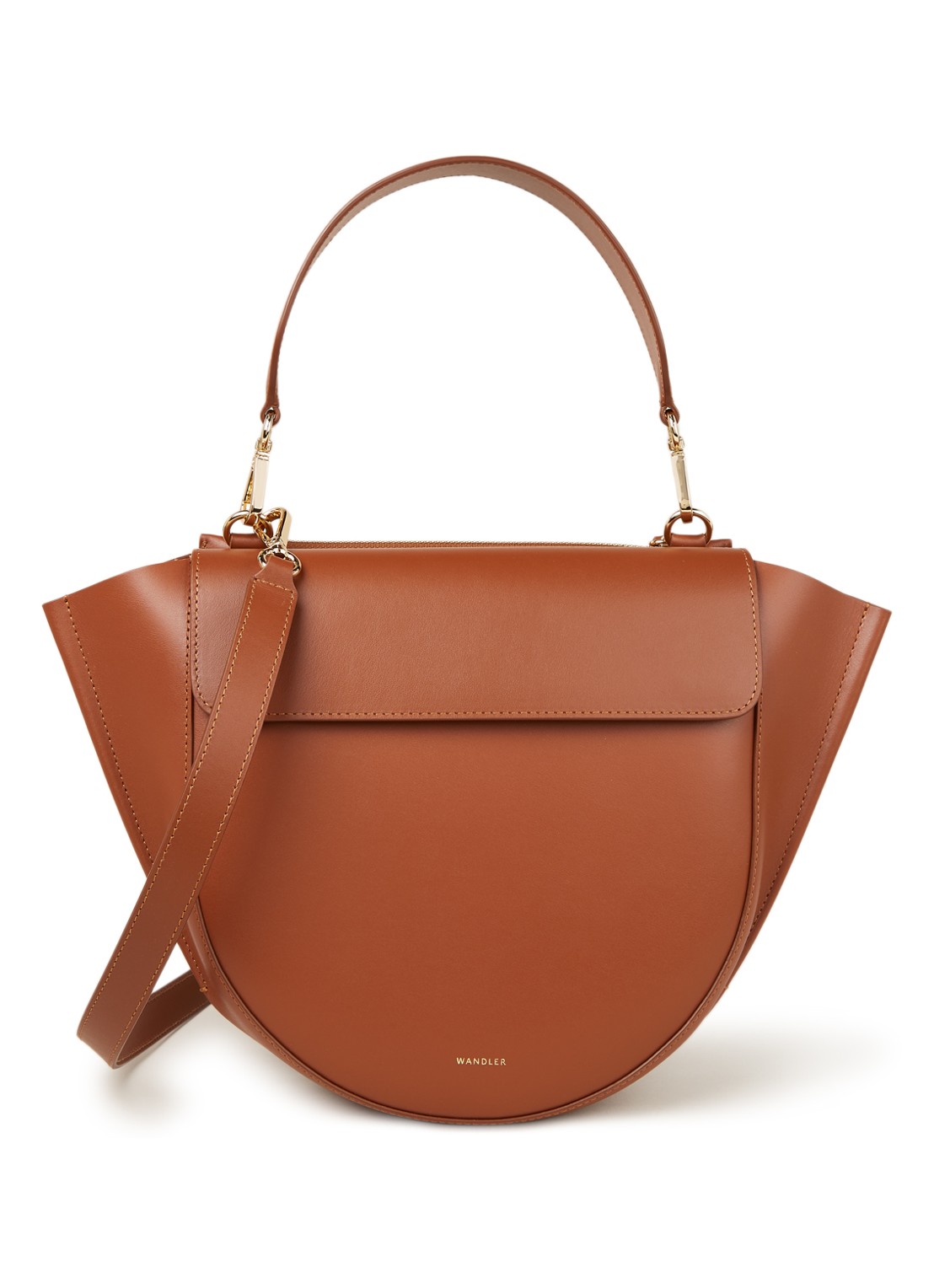 Wandler Hortensia Medium handtas van kalfsleer - voorkant cognac