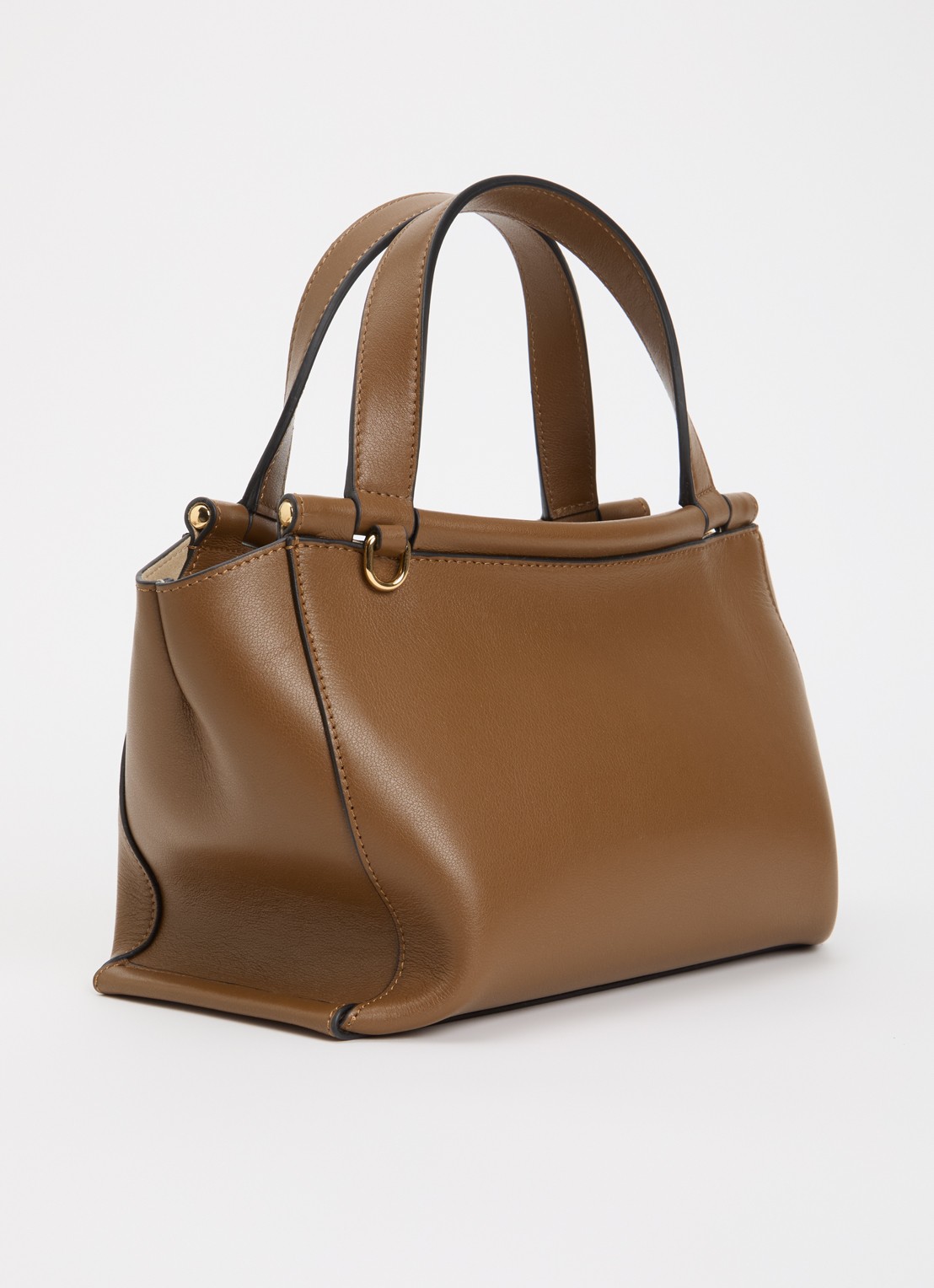 Wandler Ida handtas van kalfsleer met afneembare schouderriem - achterkant 6 cognac