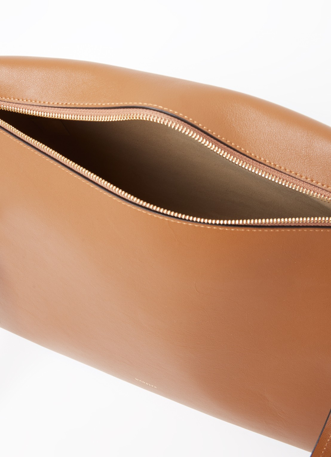 Wandler Jo schoudertas van kalfsleer - detail cognac