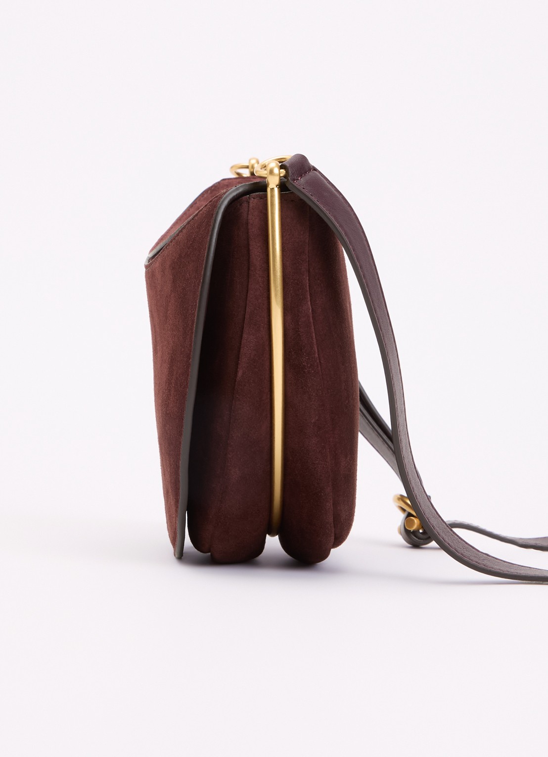 Wandler Kate crossbodytas van suède - detail 4 kastanjebruin