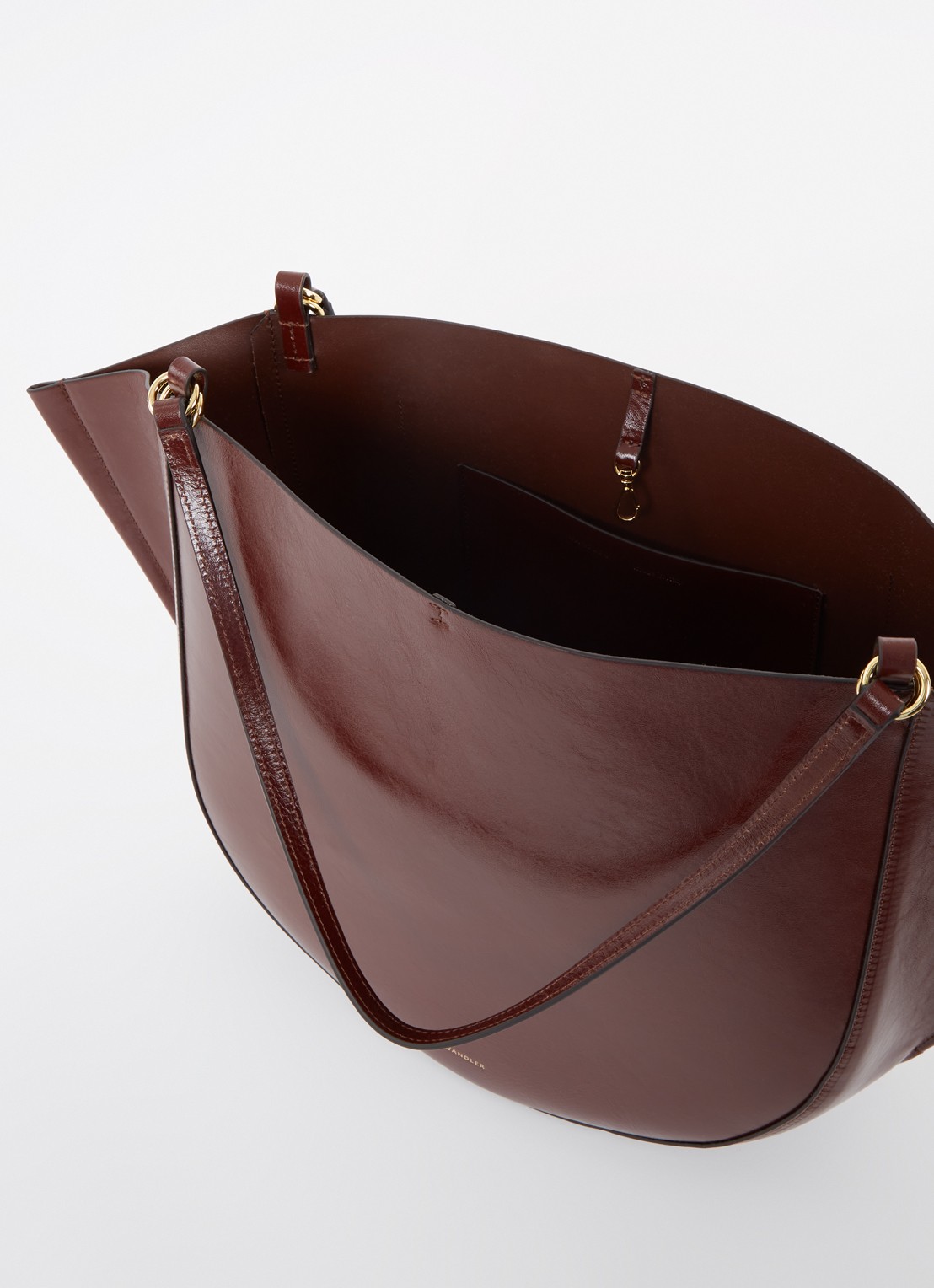 Wandler Mia shopper van kalfsleer - detail 5 kastanjebruin