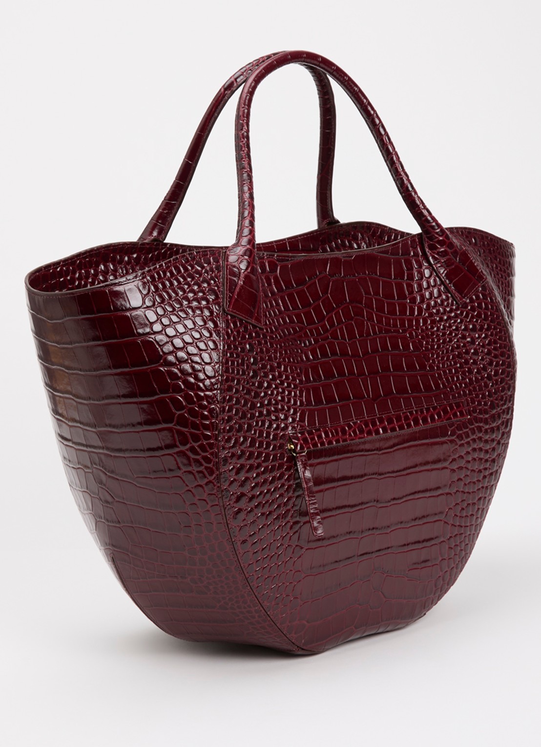 Wandler Mia shopper van leer met crocostructuur - achterkant 8 bordeauxrood