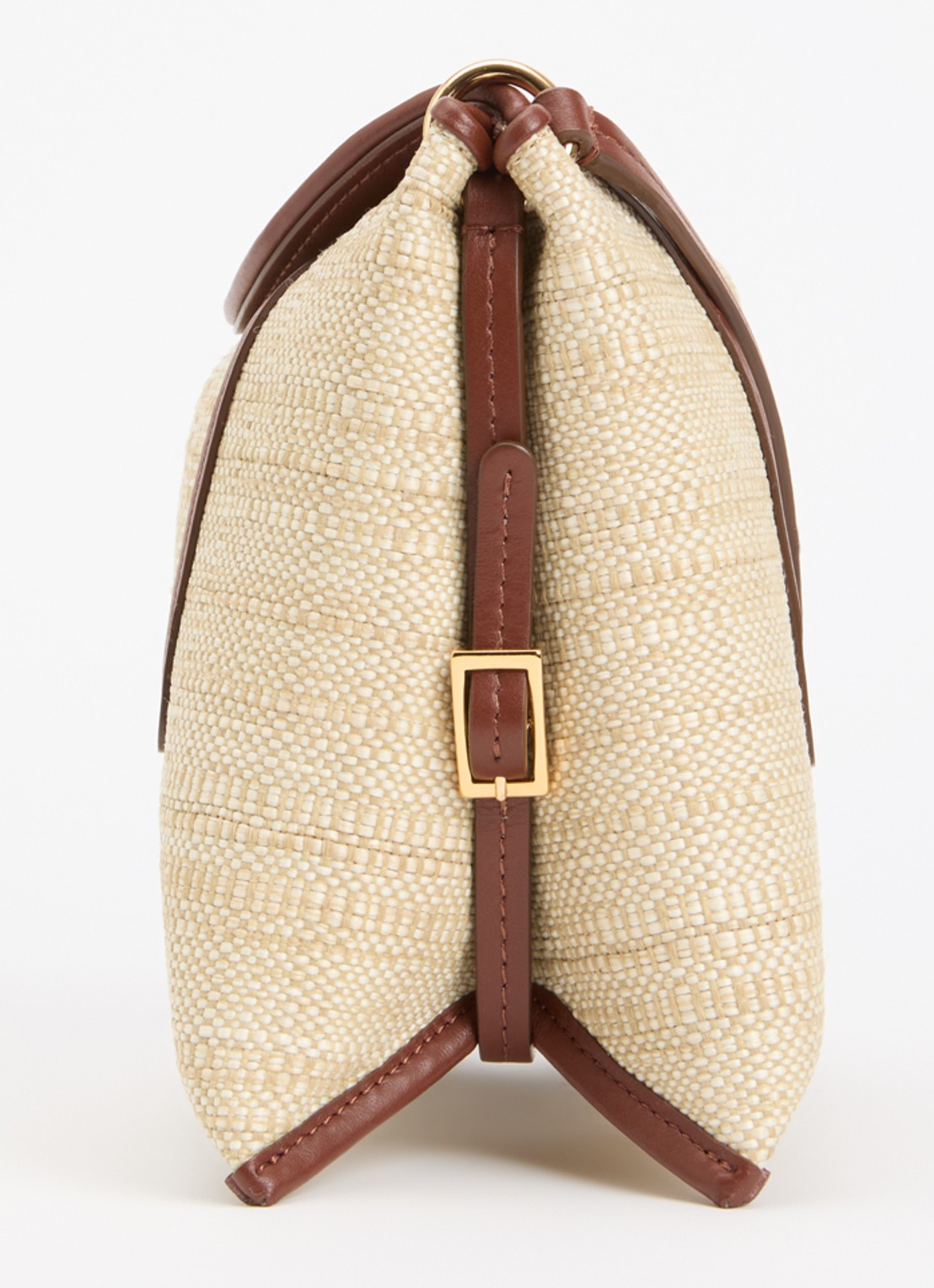 Wandler Penelope schoudertas van raffia met details van kalfsleer - detail 3 beige