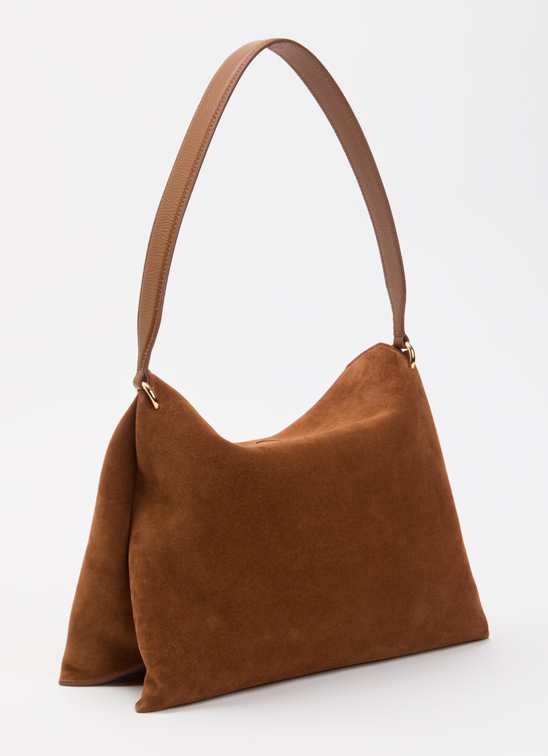 Wandler Penelope Tote Small schoudertas van kalfssuède - achterkant cognac