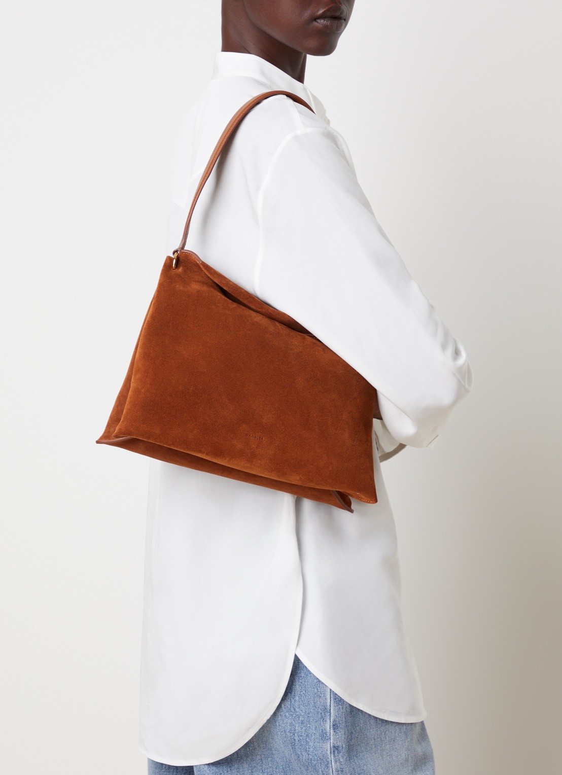 Wandler Penelope Tote Small schoudertas van kalfssuède - voorkant 3 cognac