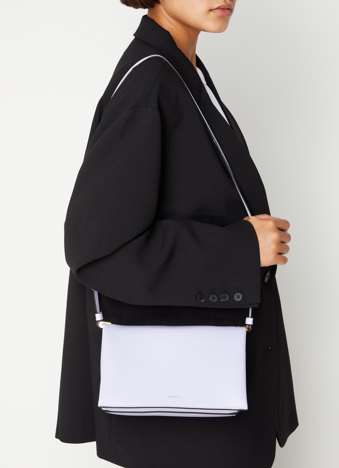 Wandler Uma Baguette crossbodytas van kalfsleer - voorkant 3 lila