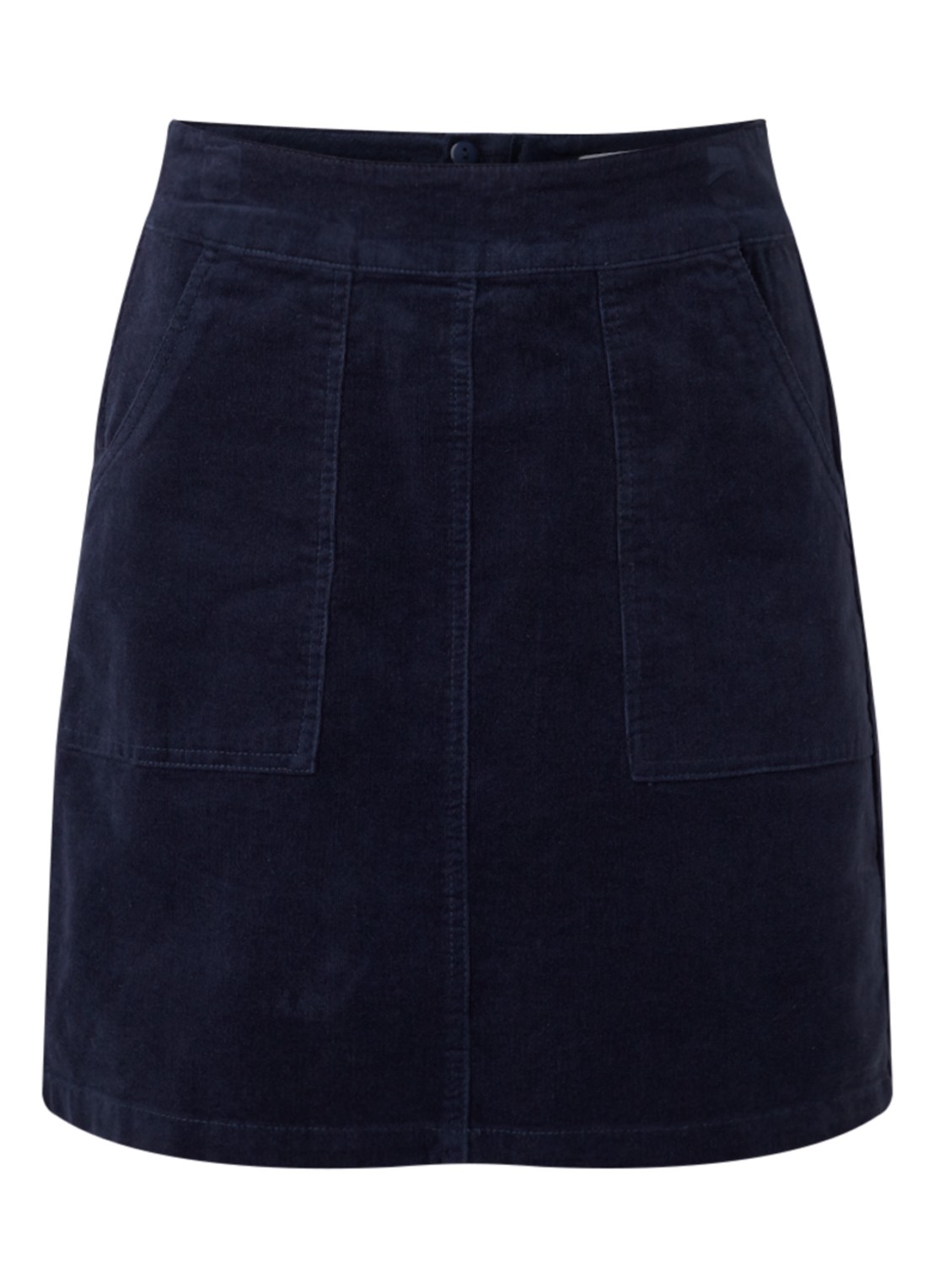 Warehouse Minirok van corduroy met steekzakken - voorkant 3 donkerblauw
