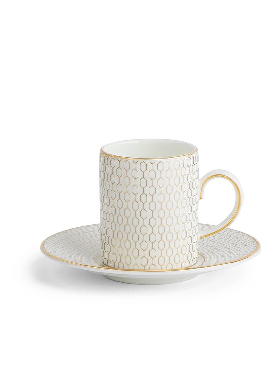 Wedgwood Gio Gold espressokopje met schotel 7,3 cl  - voorkant gebroken wit