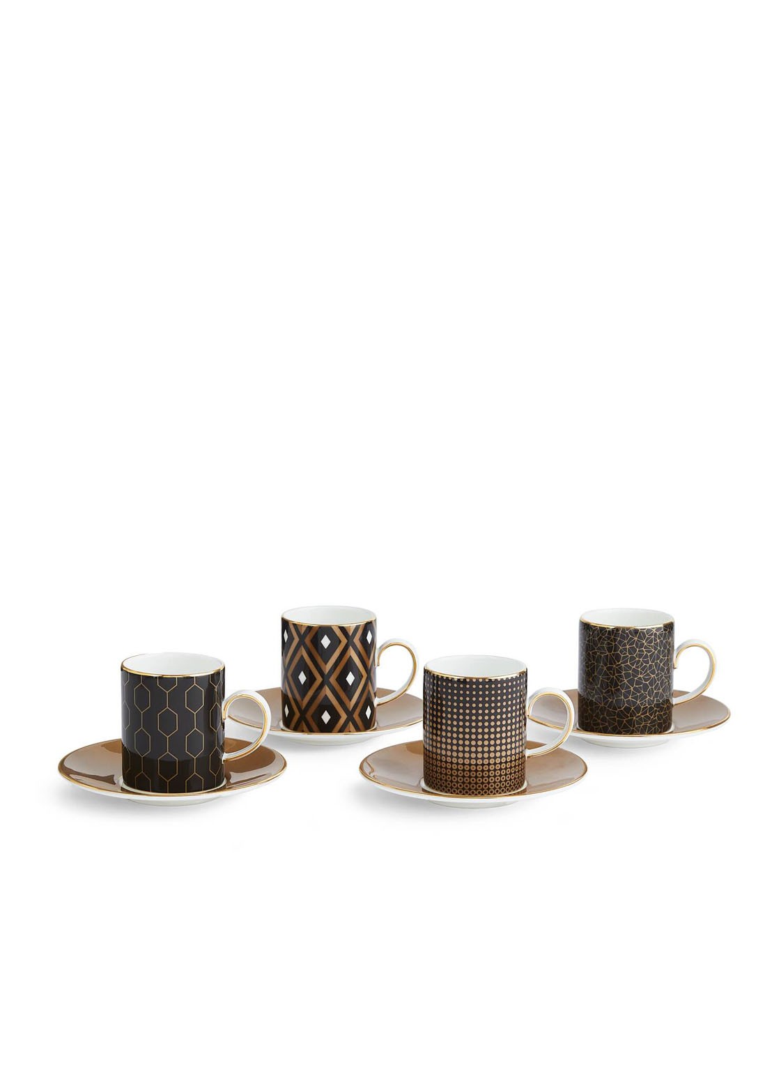 Wedgwood Gio Gold espressokopje met schotel set van 4 - voorkant gold