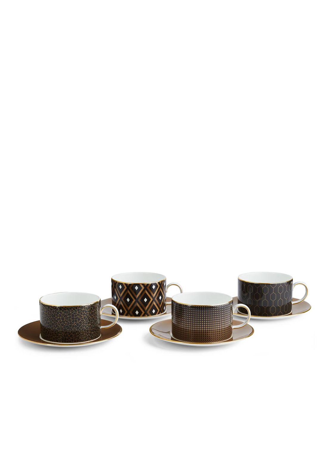 Wedgwood Gio Gold theekop met schotel set van 4 - voorkant gold