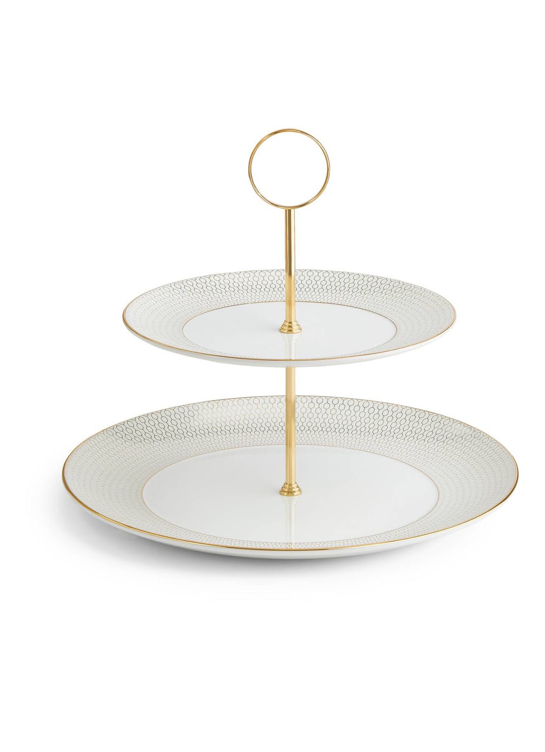 Wedgwood Gio Gold tweelaagse etagère - voorkant 4 gebroken wit