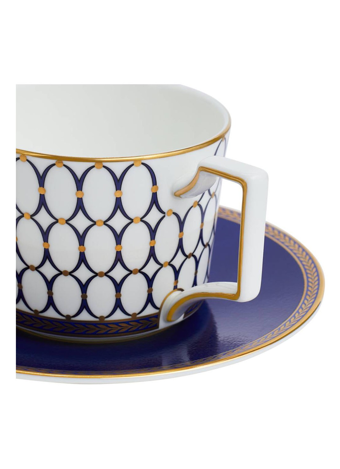 Wedgwood Renaissance Gold kop en schotel 20 cl  - voorkant 2 royalblauw