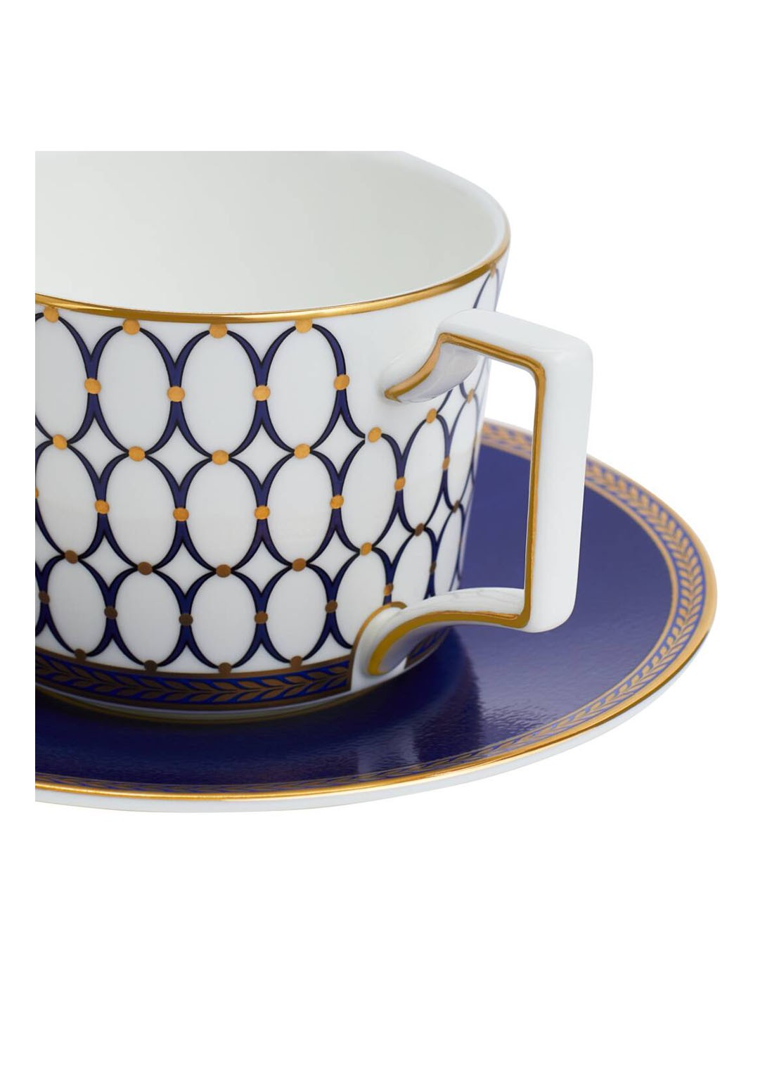 Wedgwood Renaissance Gold kop en schotel 22 cl set van 2 - voorkant 3 donkerblauw