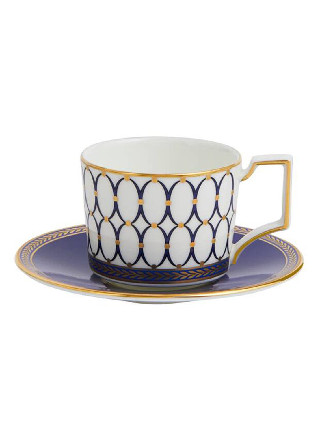 Wedgwood Renaissance Gold kop en schotel 7 cl - voorkant 2 royalblauw