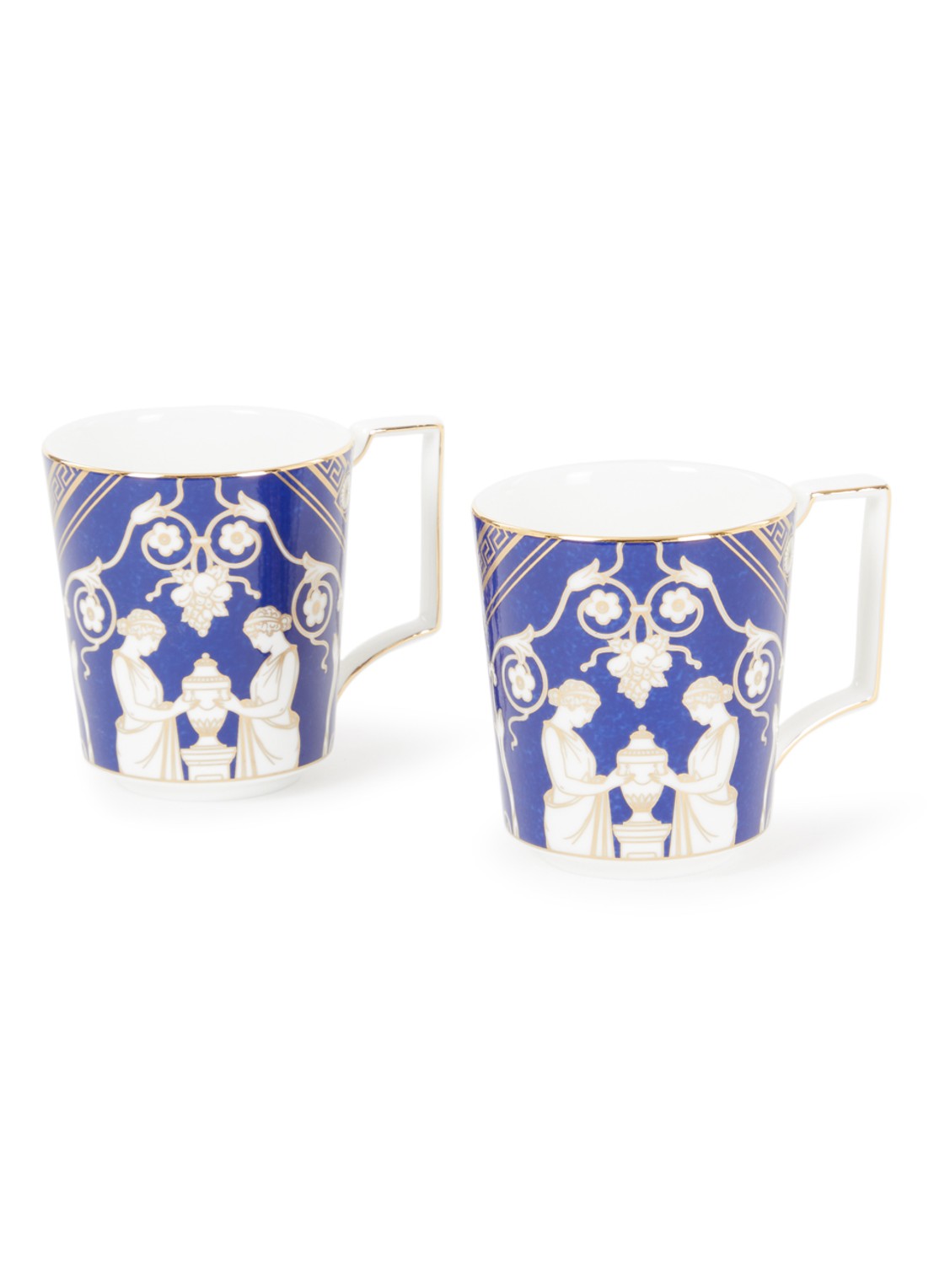 Wedgwood Renaissance Gold kopje 30 cl set van 2 - voorkant donkerblauw