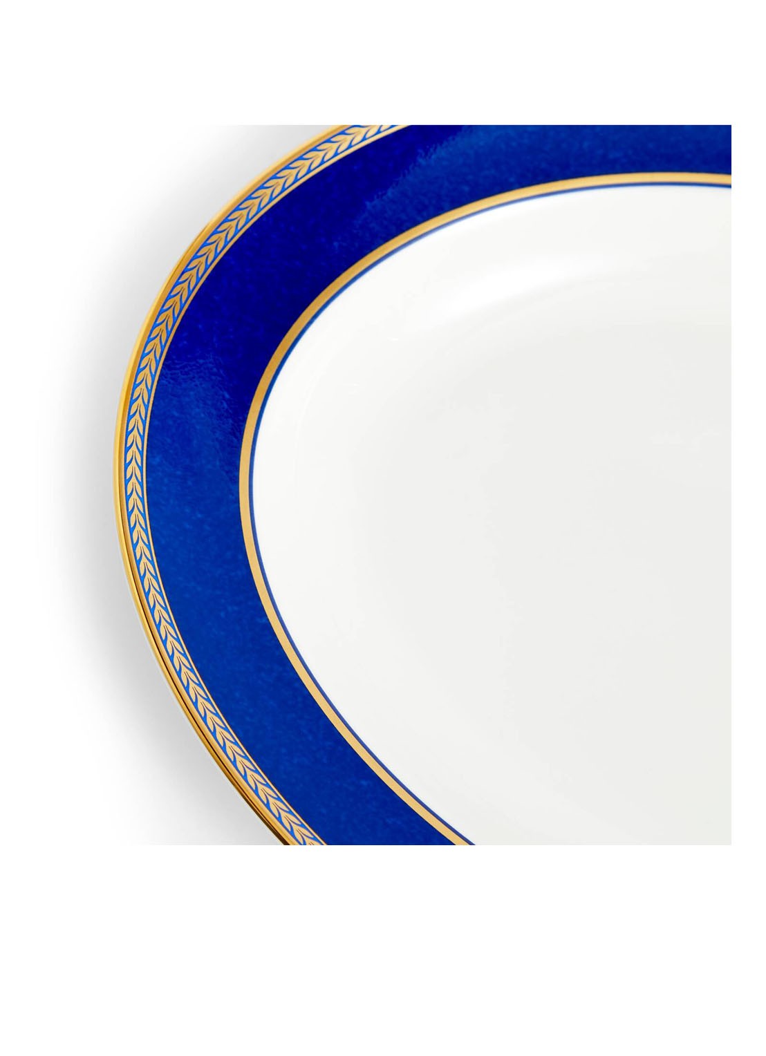 Wedgwood Renaissance Gold ovale serveerschaal 28 cm - voorkant 2 royalblauw
