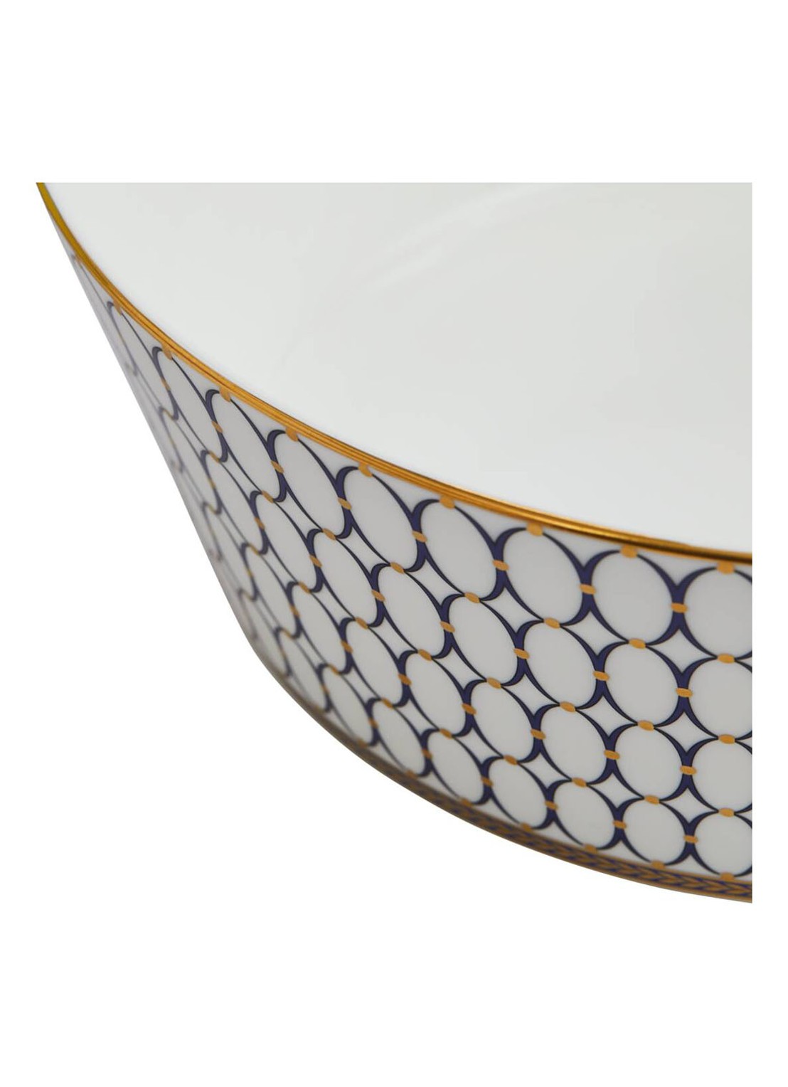 Wedgwood Renaissance Gold saladeschaal 25 cm - achterkant donkerblauw