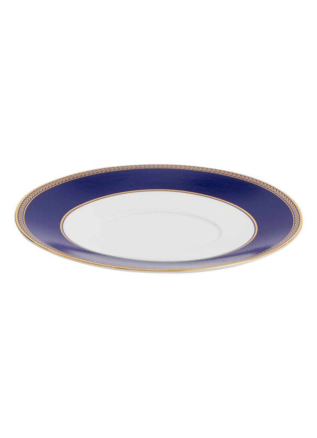 Wedgwood Renaissance Gold serveerschaal 21 cm - voorkant royalblauw