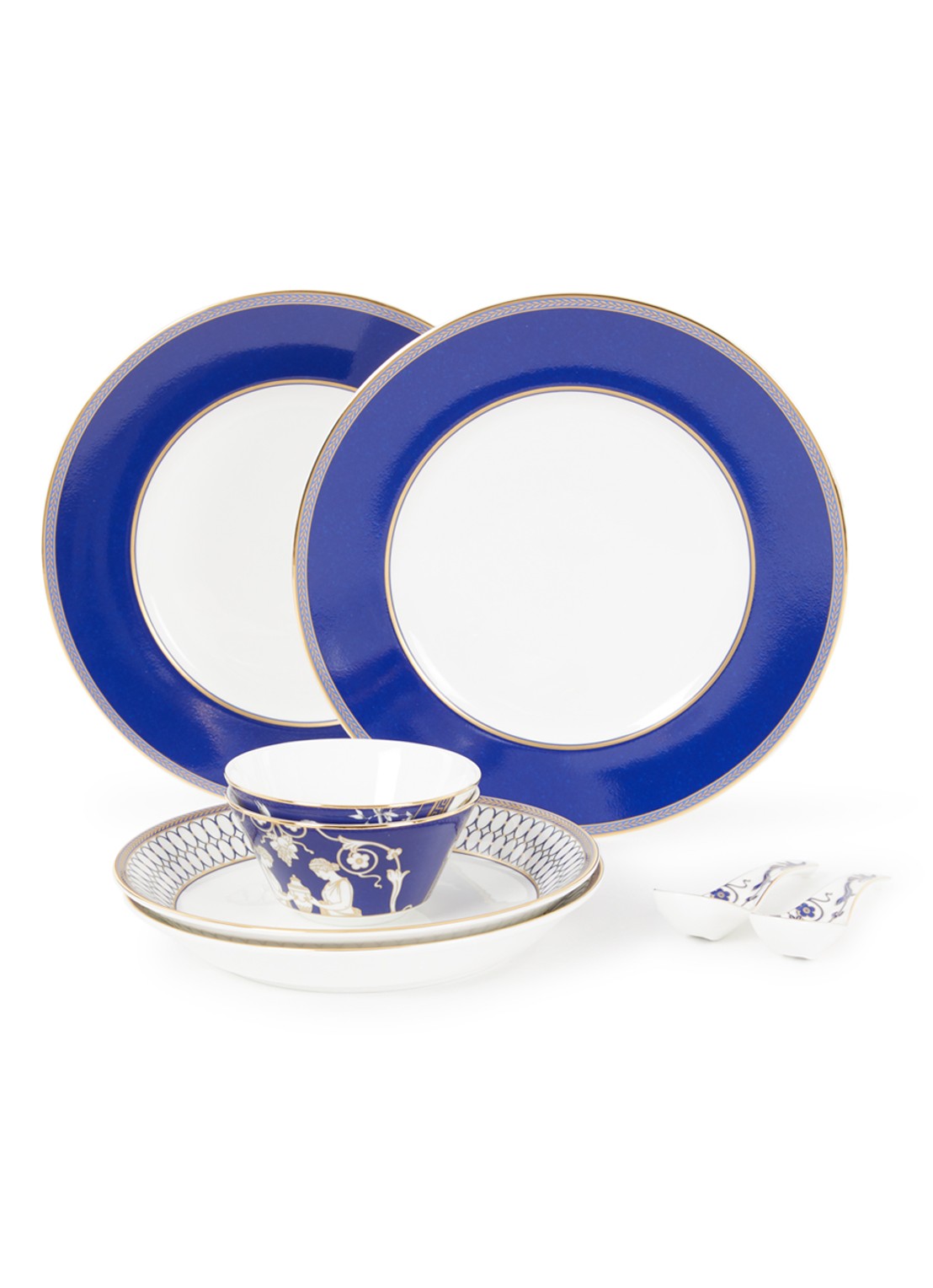 Wedgwood Renaissance Gold serviesset 8-delig - voorkant donkerblauw