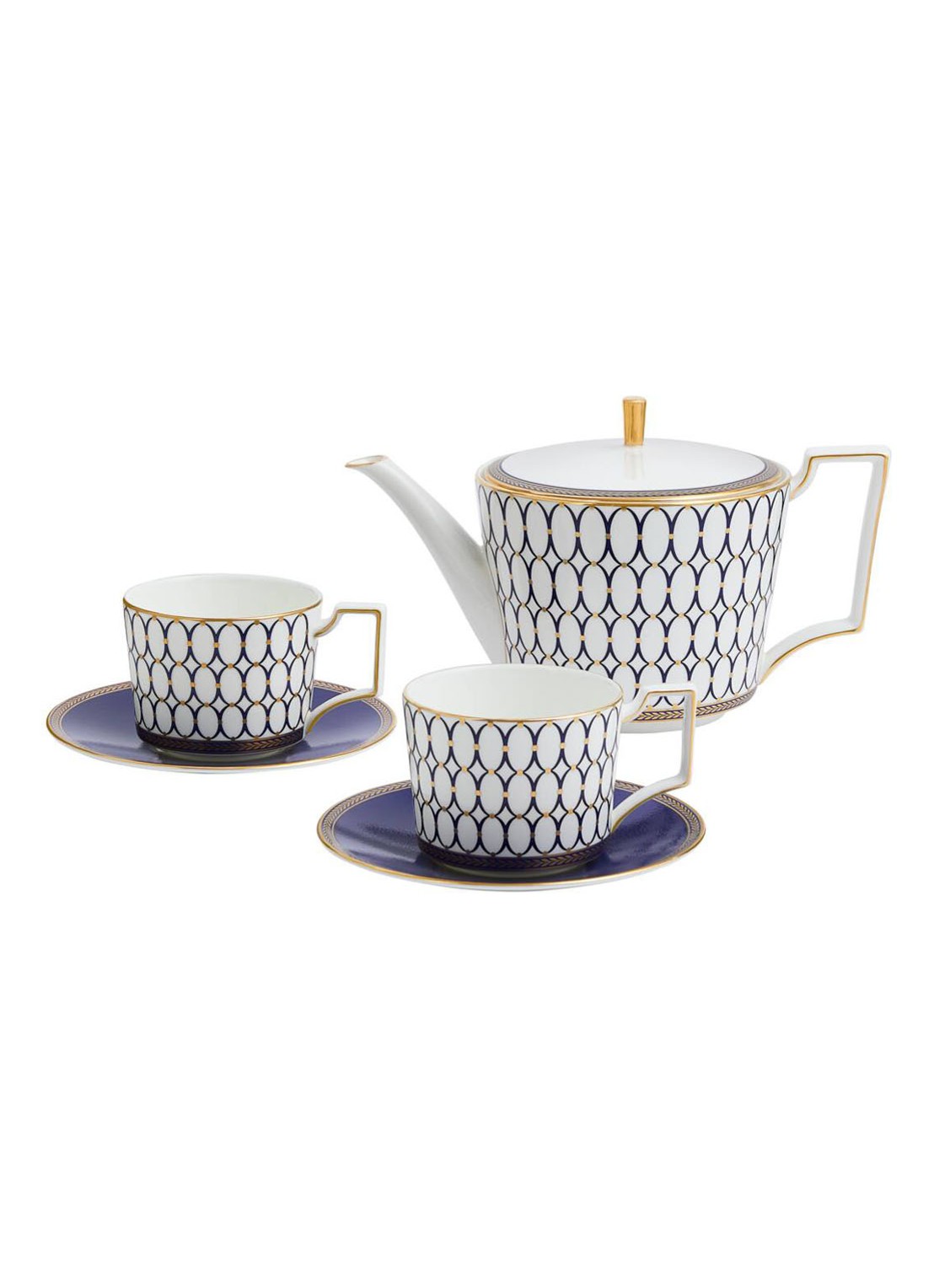 Wedgwood Renaissance Gold Teaset - voorkant royalblauw