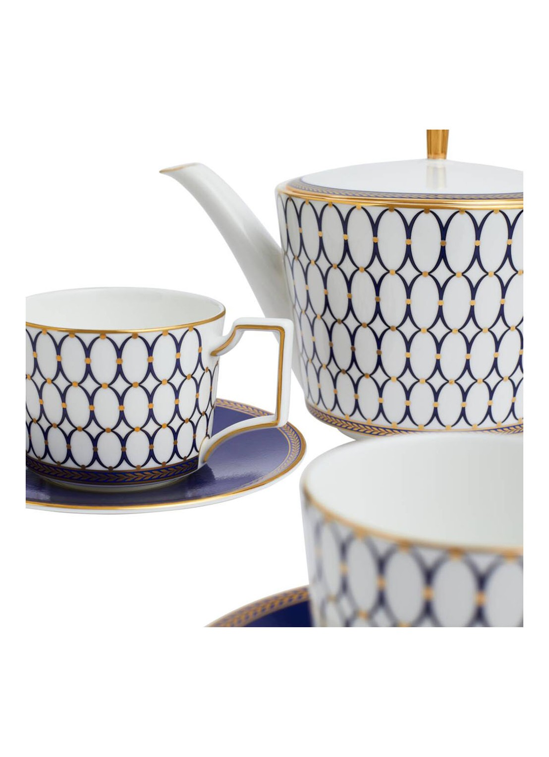 Wedgwood Renaissance Gold Teaset - voorkant 2 royalblauw
