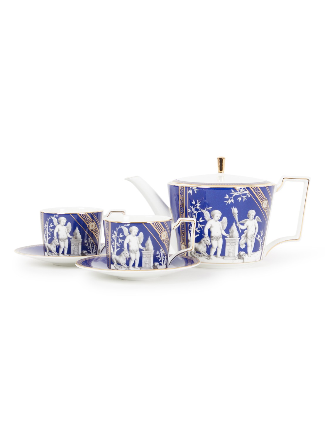 Wedgwood Renaissance Gold theeset 3-delig in geschenkdoos - voorkant donkerblauw