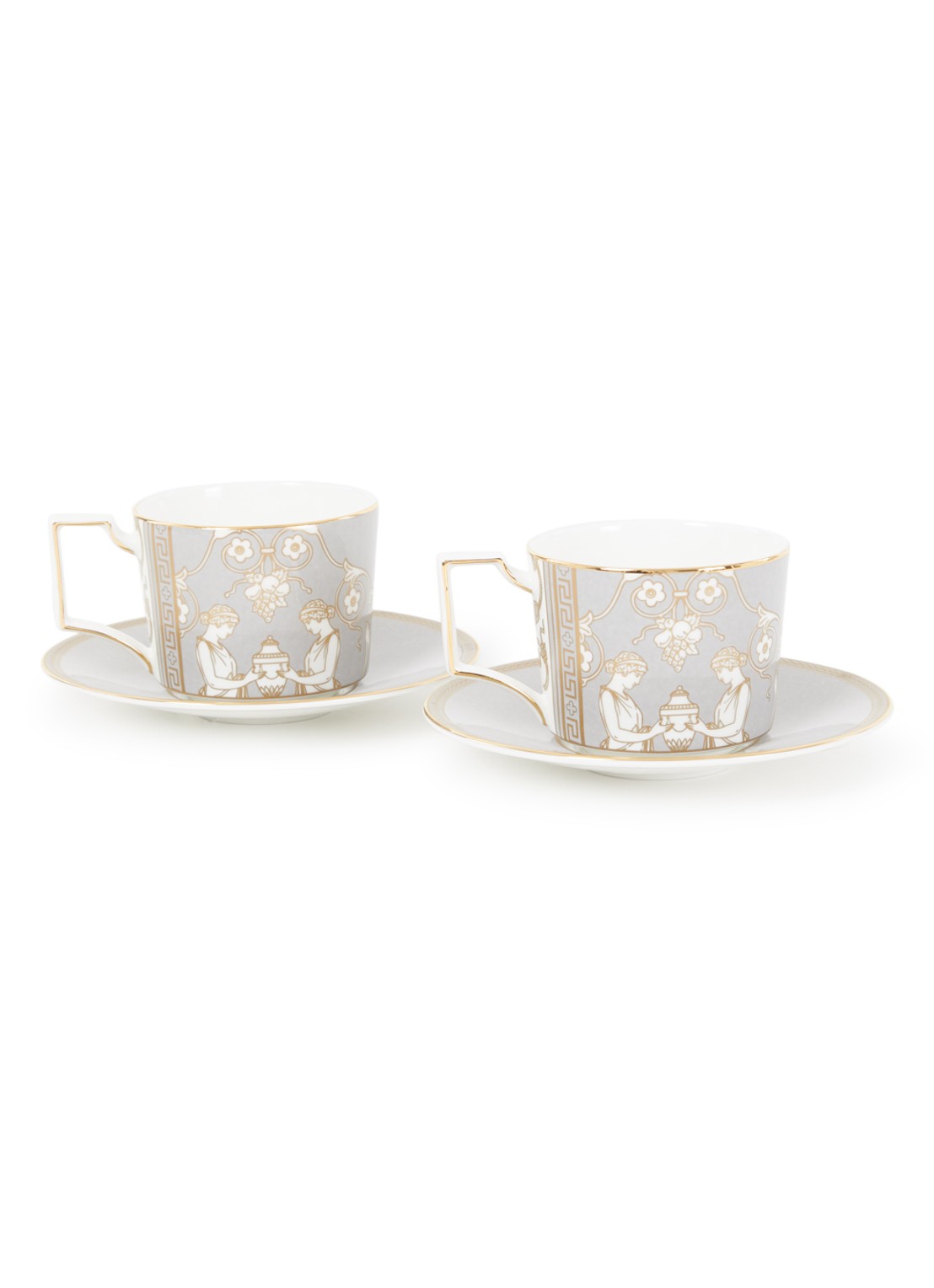 Wedgwood Renaissance Grey kop en schotel 25 cl set van 2 - voorkant grijs