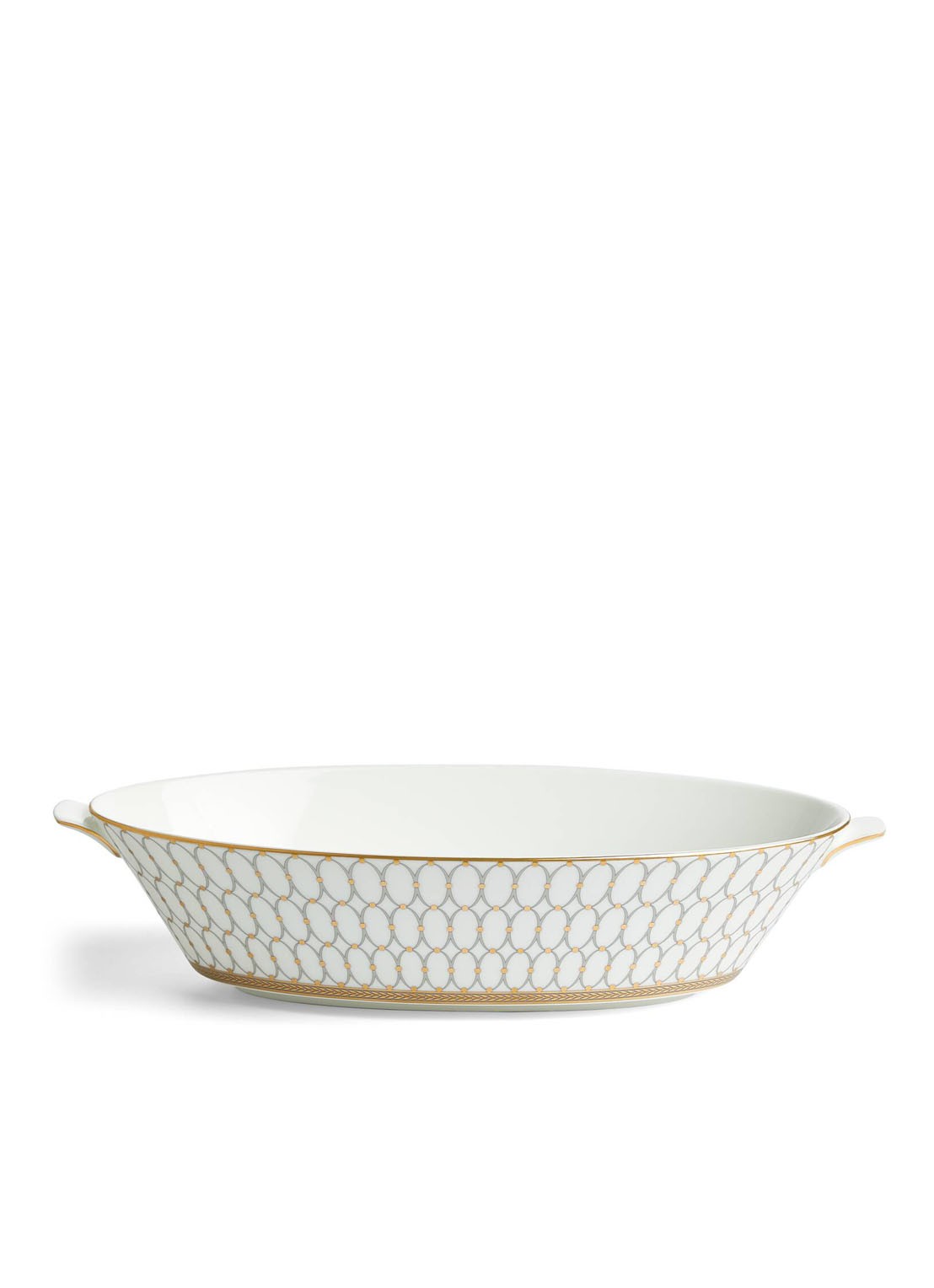 Wedgwood Renaissance Grey serveerschaal 34 cm  - voorkant wit