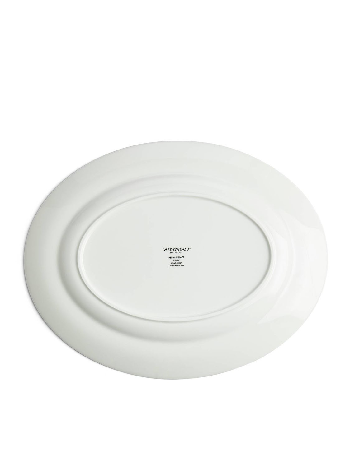 Wedgwood Renaissance Grey serveerschaal 35,7 cm  - achterkant 2 wit