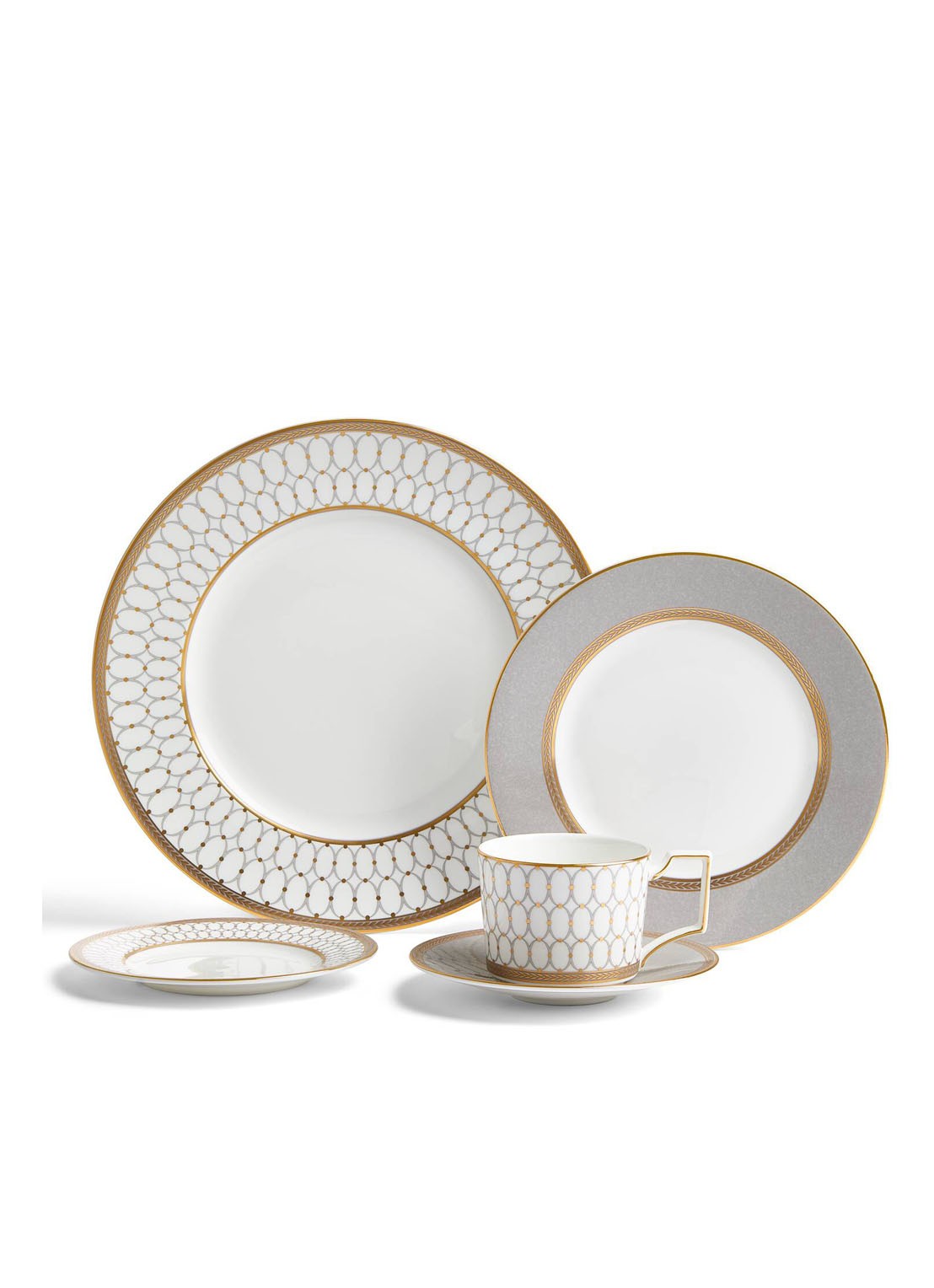 Wedgwood Renaissance Grey serviesset 5-delig - voorkant 3 wit
