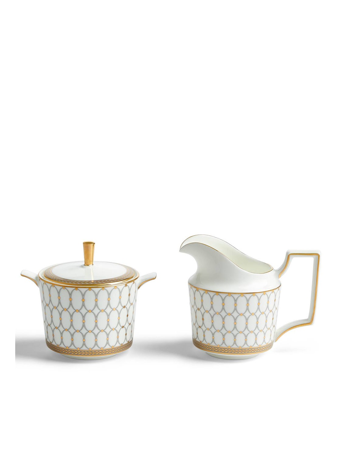 Wedgwood Renaissance Grey suikerpotje en melkkannetje 2-delig - voorkant 3 wit