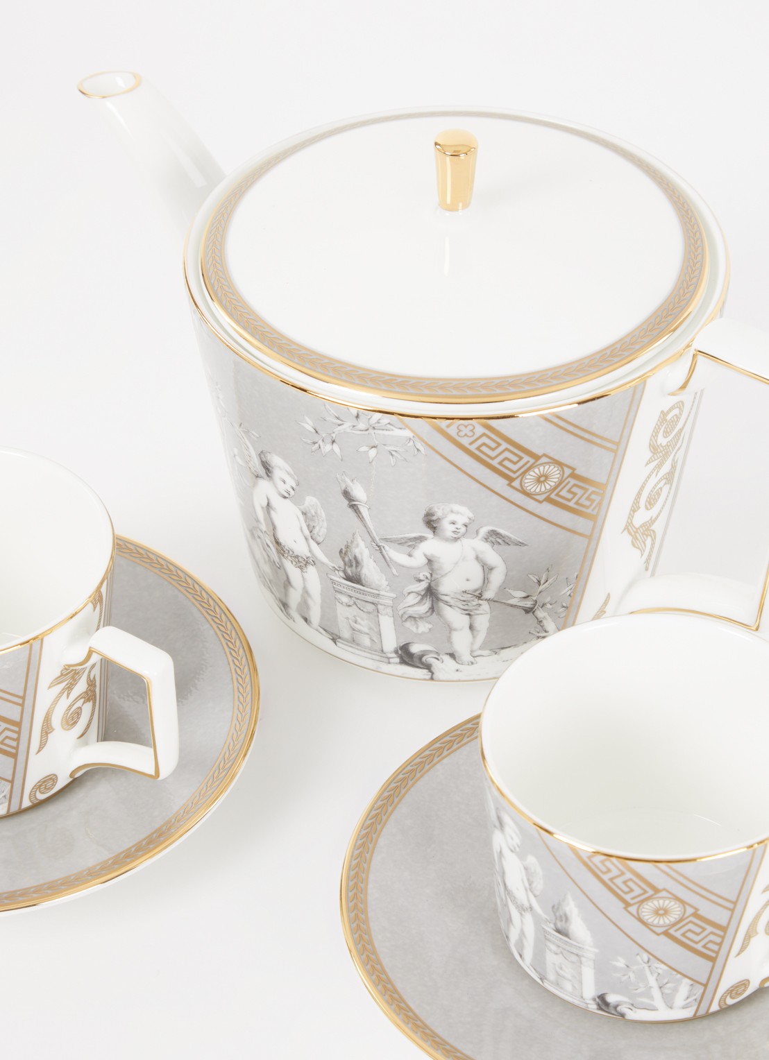 Wedgwood Renaissance Grey theeset 3-delig in geschenkdoos - voorkant 2 grijs