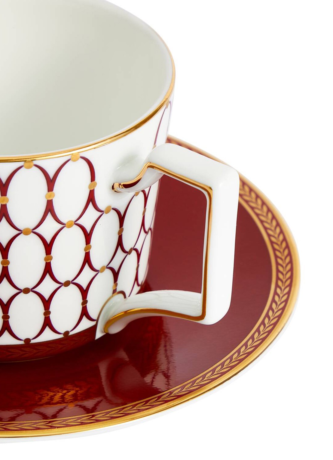 Wedgwood Renaissance Red theekopje en schotel 22 cl in giftbox - detail rood