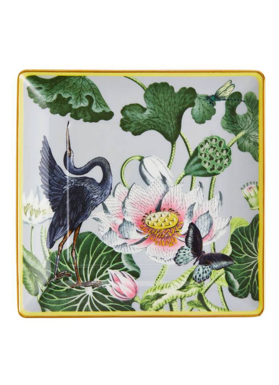Wedgwood Waterlily serveerschaal 14,5 x 14,5 cm - detail groen