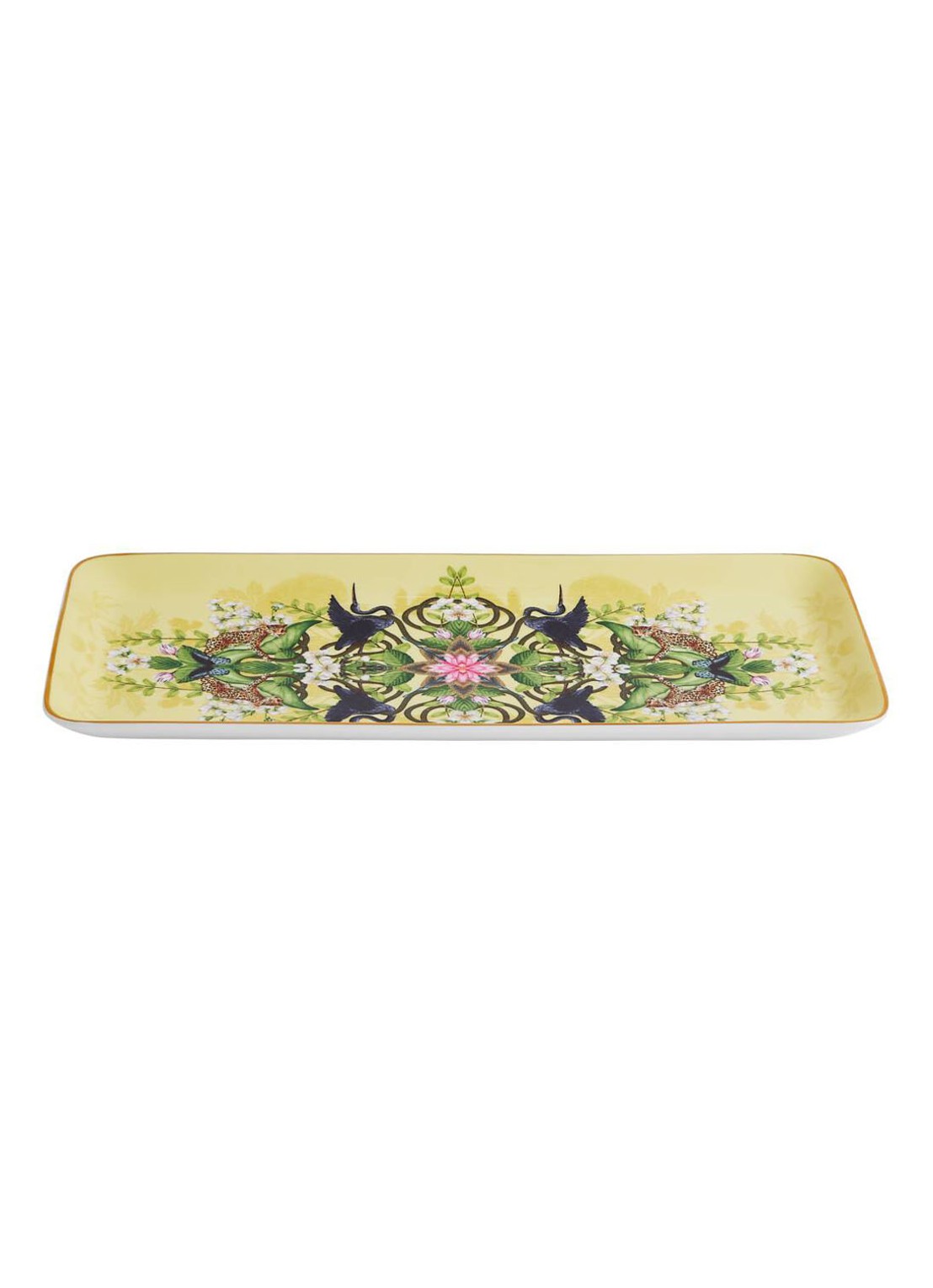 Wedgwood Waterlily serveerschaal 34 cm - voorkant 3 lichtgeel