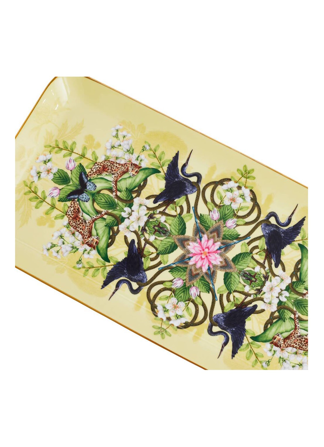 Wedgwood Waterlily serveerschaal 34 cm - voorkant 4 lichtgeel